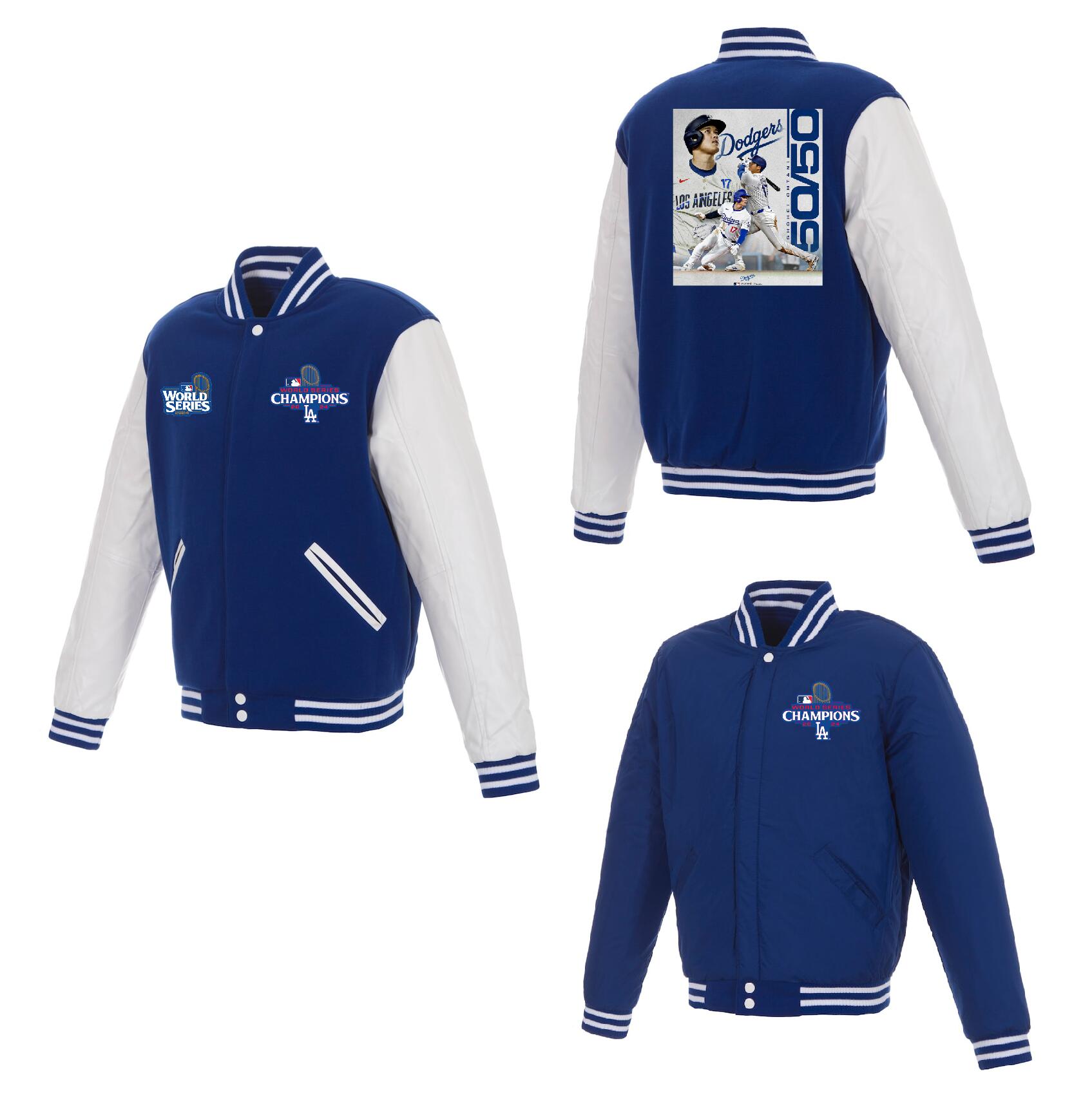 Men Los Angeles Dodgers 5 Freeman 2024 MLB World Series Champions blue Jacket style 4